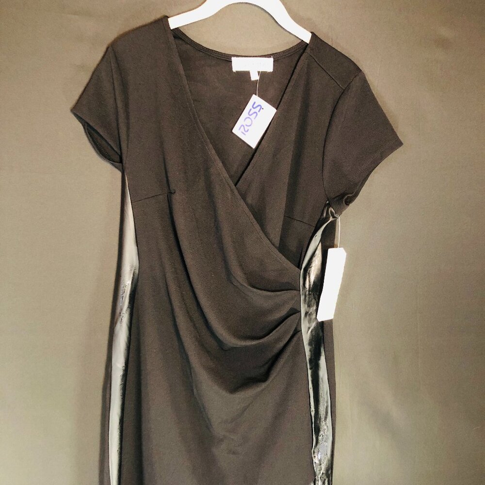 Almost Famous Black Wrap Dress w/ Satin Trim – Size XL